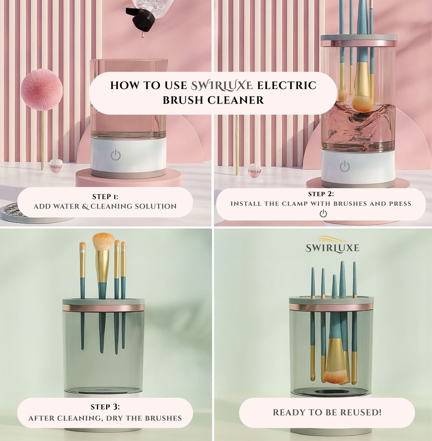 Swirluxe™ Electric Makeup Brush Cleaner & Dryer